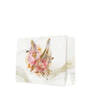 Gift Bag Paw Decor Collection Artistic Peony Seamless, horizontal 33.5×26.5×13 cm