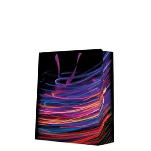 Gift Bag Paw Decor Collection DĀVANU MAISIŅŠ Large 26.5×33.5×13 cm, Vibrant Light Waves