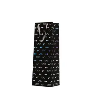 Gift Bag for Bottle Paw Decor Collection Holographic Celebration 12×37×10 cm
