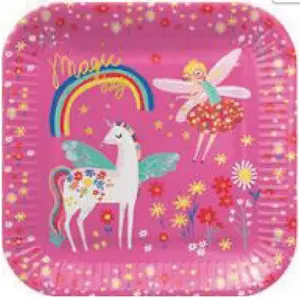 Paper square plates 23 cm Paw Decor Collection Fairy Unicorn, 8 pcs, 0.091 kg/pack