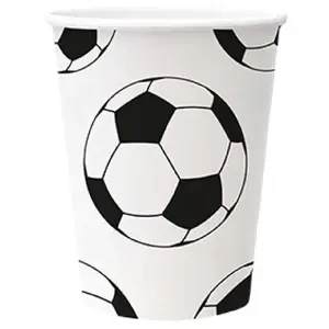 Disposable Paper Cups Paw Decor Collection Soccer Ball design 250 ml, pack of 8