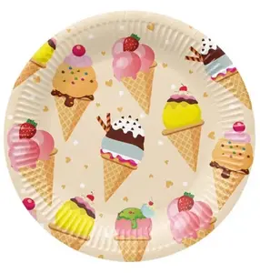 Paper Dessert Plates 23 cm, Paw Decor Collection — 8 pcs, 0.145 kg/pack