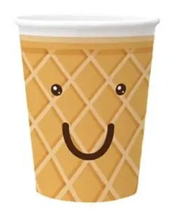 Paper Ice Cream Cups 250 ml, Paw Decor Collection, pack of 8, disposable dessert cups