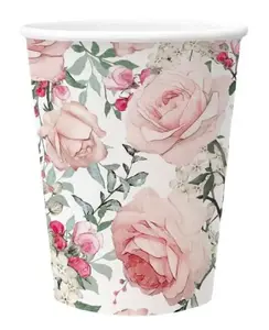 Paper Cups Paw Decor Collection Gorgeous Roses 250 ml 8 pcs, disposable party cups