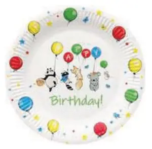 Paper Plates 23 cm, Paw Decor Collection Balloons design, pack of 8, disposable tableware