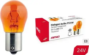 Halogen Indicator Bulbs Amio PY21W BA15s 24V 21W Amber — pack of 10