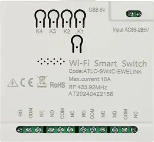 Atlo smart Wi‑Fi switch ATLO-SW4C-EWELINK 4-channel, eWeLink compatibility