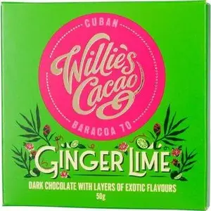 Šokolādes tāfelīte Willies Cacao - tumšā 70% ar ingveru un laimu, 50 g