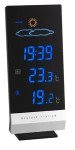 Цифровая метеостанция TFA 35.1093 — внутри -10–60°C, снаружи -20–60°C, чёрно‑серебристая