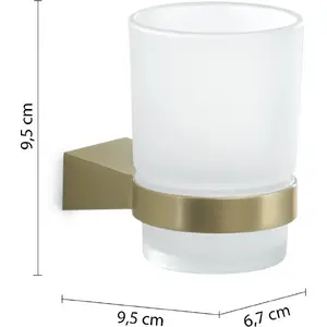 Toothbrush Holder GEDY TONALE matt gold — wall or countertop accessory, metal finish