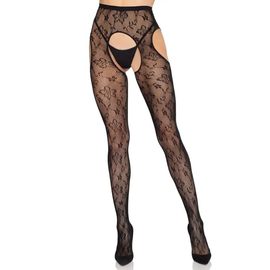 Leg Avenue 1967 Bloom Net пояс-чулки, чёрные Photo 4