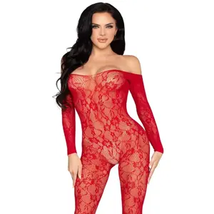 Lace Lingerie Bodystocking, leg avenue 89366, red, one size