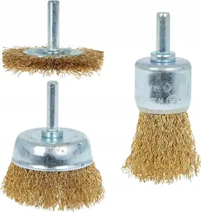 Wire Brush Set for Drill GEKO G00639 — 3 pieces, assorted shapes for cleaning and rust removal