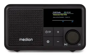 Портативное радио MEDION LIFE S66822 — цифровой тюнер DAB+/FM, 2 Вт RMS, 1,47" TFT, чёрное, IPX1, 6,5 ч автономной работы