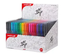 Gela lodīšu pildspalvas uni-ball Signo — daudzkrāsu tinte, plastmasas korpuss, 21 gab. iepakojums (papīra kārba)