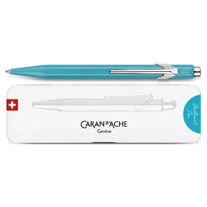 Шариковая ручка с клипсой Caran d’Arche 849 COLORMAT-X, бирюзовый корпус, синяя паста, 1 шт.