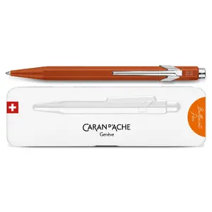 Clip-on retractable ballpoint pen Caran d'Arche 849 COLORMAT-X, blue ink, orange body, 1 pcs