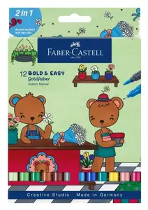 Marķieru komplekts Faber-Castell 164815 — 12 gab., daudzkrāsaini, ražots Vācijā