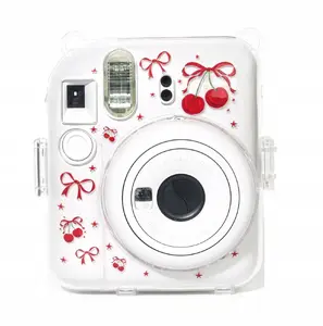 Protective hard case with strap for Fujifilm Instax Mini 12 by LoveInstant — rigid cover, cherry red