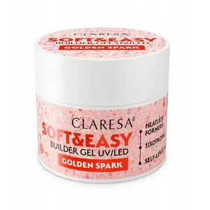 Builder gel ART.ROZNE CLARESA Soft&Easy Golden Spark 12 g — nail sculpting gel