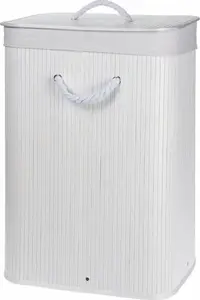 Veļas grozs Storage Solutions bambusa balts — pinums veļas grozs, viegls, ar ventilāciju