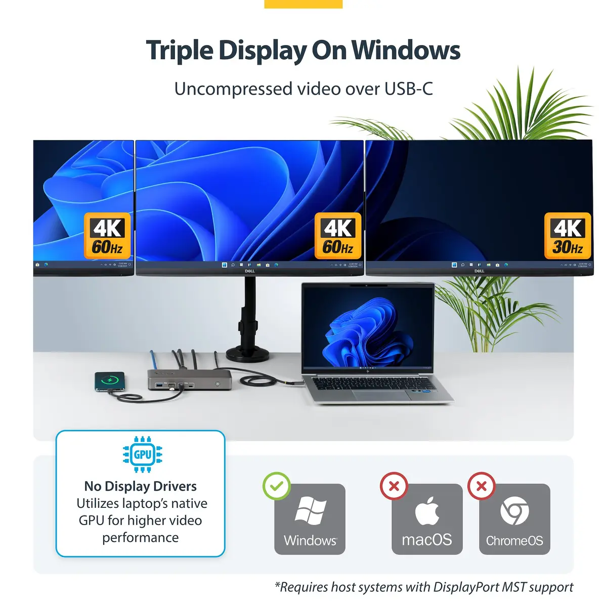 StarTech.com USB-C Triple 4K Docking Station 100W PD Photo 3