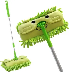 Children's Mop with Telescopic Handle LEANToys 24911 — Green Animal Design