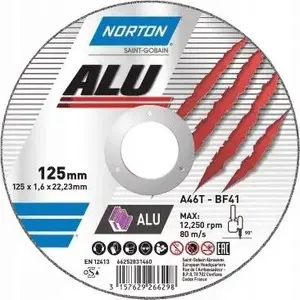 Cutting Disc Norton Clipper Vulcan for Aluminium 125 mm x 1.6 mm x 22.2 mm T41 A46Q