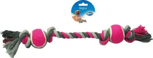 Игрушка для собак Duvo+ — верёвка с 2 теннисными мячами, 50 см (4705058)