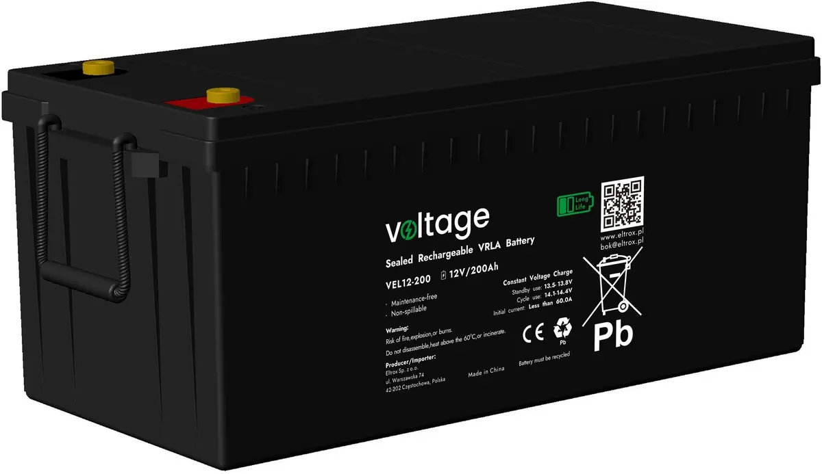 Akumulators voltage AGM Long Life 12V 200Ah VEL12-200 Photo 2