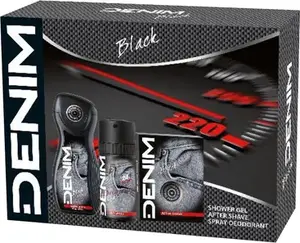 Gift set Denim Black — aftershave 100 ml, deodorant spray 150 ml, shower gel 250 ml