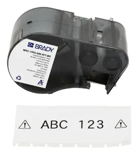 Self-adhesive continuous printer label Brady M5C-1500-595-WT-BK — 3.81 cm width, black on white