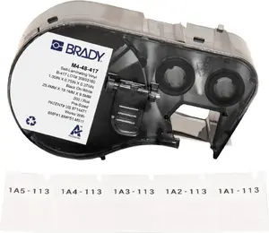 Self-adhesive printer labels Brady M4-48-417, vinyl, black on white, 1.91×2.54 cm, 200 per roll