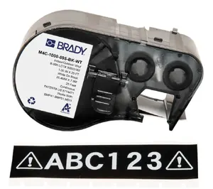 Self-adhesive continuous printer label Brady M4C-1000-595-BK-WT — 2.54 cm width, black on white