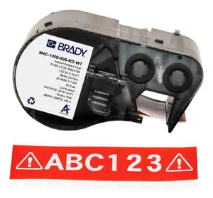 Self-adhesive continuous printer label Brady M4C-1000-595-RD-WT, red/white, 2.54 cm width, 1 pc