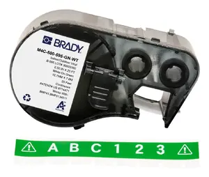 Self-adhesive continuous printer label Brady M4C-500-595-GN-WT, green/white, 1.27 cm width, 1 pc