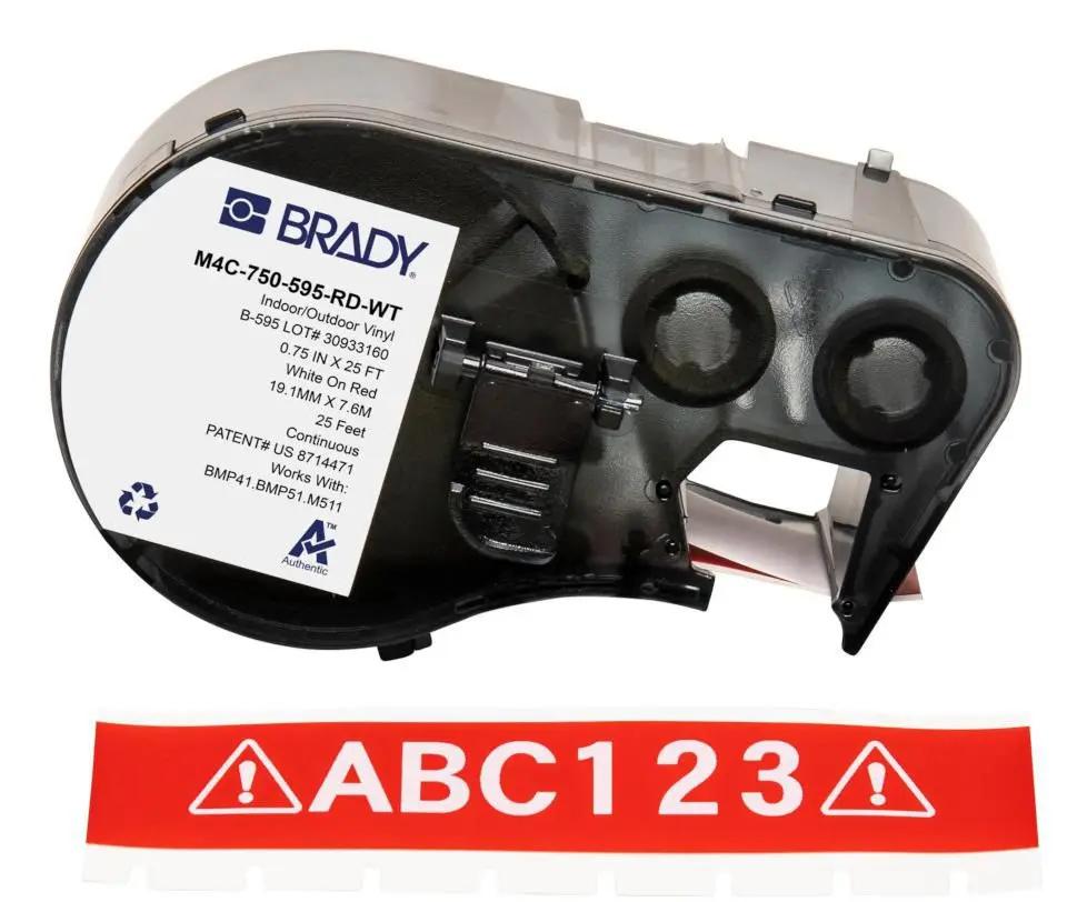 Uzlīmju lenta pašlīmējoša Brady M4C-750-595-RD-WT, sarkana/balta
