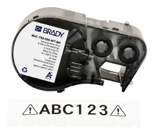 Self-adhesive continuous printer label Brady M4C-750-595-WT-BK — black on white, 1.91 cm width