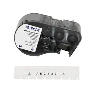 Label rolls for Brady BMP41/BMP51/BMP53/M511 — M4C-250-595-WT-BK (white on black)