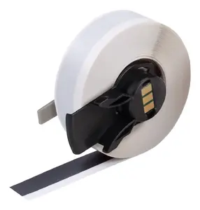 Self-adhesive continuous printer label Brady M6C-500-439-BK — black, 1.27 cm wide, 1 pack