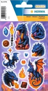 Sticker sheet Herma MAGIC Dragon Transpuffy — decorative translucent puffy stickers for kids, sheet MPN 15795