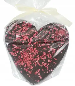 Chocolate heart by M.Pelczar Chocolatier — dark chocolate with raspberry decoration, 130 g