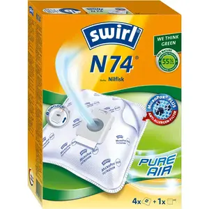Putekļu maisiņi MELITTA Swirl N74 universāli putekļsūcējiem, balti, 4 gab. iepakojums