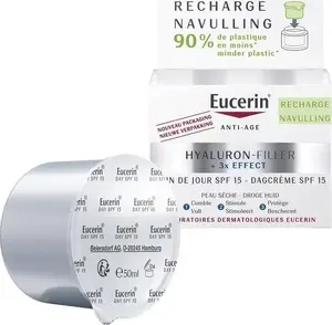Dienas krēms Eucerin Hyaluron-Filler +3x Effect SPF15 refill 50 ml — sausai ādai