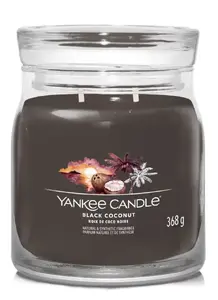Wax candle Yankee Candle Black Coconut Cylinder 114×93 mm, 368 g, coconut & wood scent, glass holder