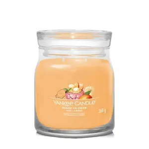 Wax Cylinder Candle Yankee Candle Mango Ice Cream, Scent: Mango, Height 120 mm, Diameter 90 mm, Weight 367 g, Glass Holder