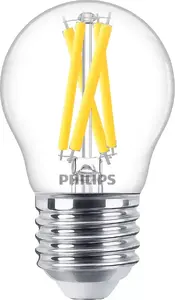 LED spuldze Philips Filament Candle Clear 3,4W (470 lm) P45 E27, siltā gaisma, CRI 90