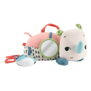 Plush Sensory Tummy Time Roaming Rhino Baby Toy by MATTEL Fisher-Price, fabric/plastic, sounding, multicolour, for newborn–2 yrs