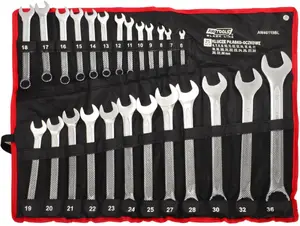 Flat-Box End Wrench Set AWTools AW40119BL Black Line 25 pcs 6–36 mm