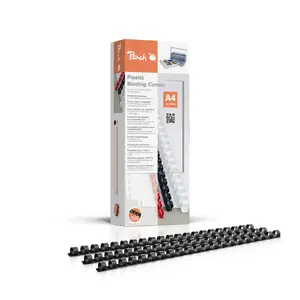 Binding comb PEACH PB410-02 — black, 1 cm diameter, 10 mm width, binds up to 65 sheets, pack of 100